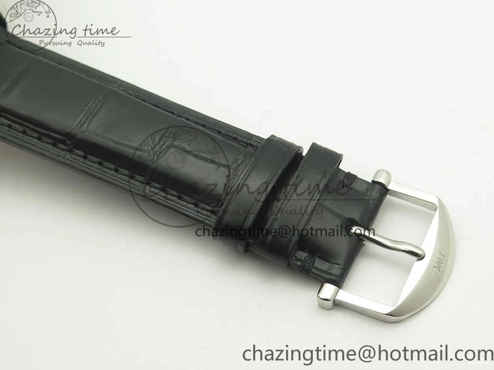 MIROTIME 0203 Supportive Portofino Automatic SS AF 1:1 Best Edition White Dial on Black Croco Leather Strap A 7184